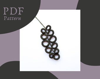 Tatting leaf pattern, Frivolite lace digital tutorial