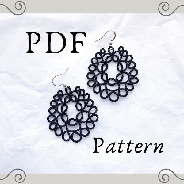 Patron de boucles d'oreilles frivolité, tutoriel dentelle Frivolite