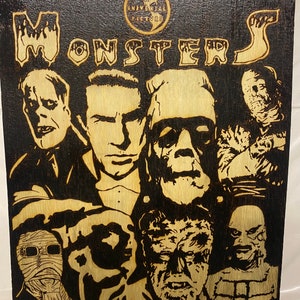 Universal Monsters Wood Burning