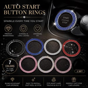 Double Bling Rhinestone Car Start Button - Car Accessory - Multiple Colors