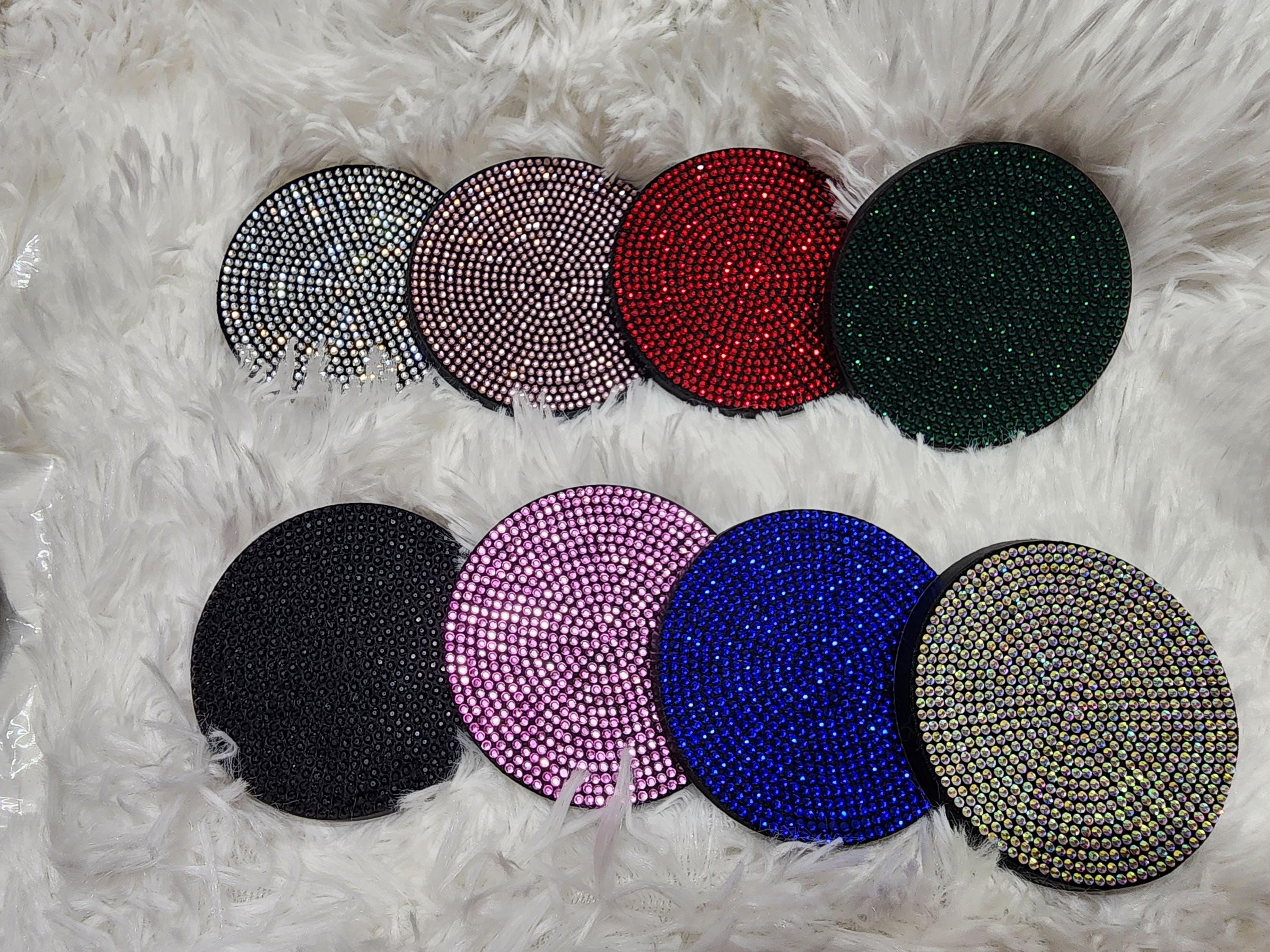 2.75" Set of 2 Bling Rhinestone Car Coaster - Car Accessory - Waterproof Non-slip
