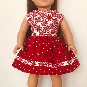 18 inch doll peppermint candy party dress