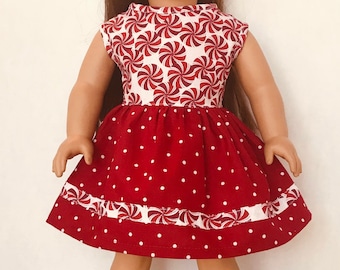 18 inch doll peppermint candy party dress