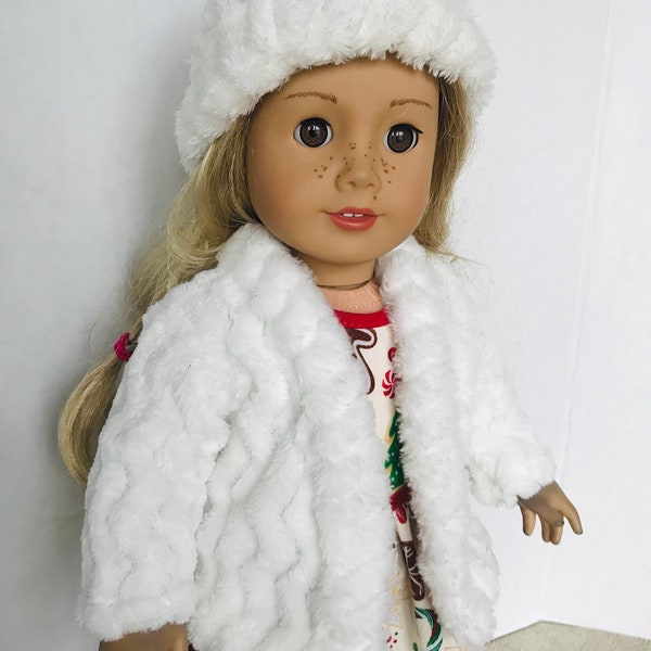 18 inch doll holiday fur coat and cap