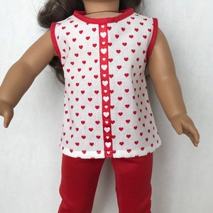 18 inch doll clothes,  heart tunic and leggings.