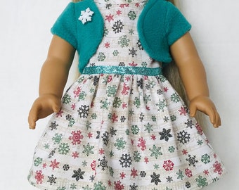 18 inch doll snowflake party dress with shrug