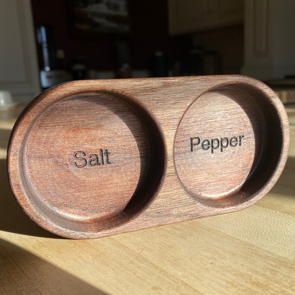 Salt and Pepper Tray - Salt Pinch Bowl - Salt Pot - Walnut/Maple - CNC Cut - Kitchen Gifts - Minimalist