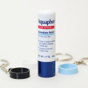 2 Pack - Aquaphor 0.17 oz Lip Repair Tube Keychain Holder - Keyring Cap - Immediate Relief Container Lid - 4.8 g Aquaphor