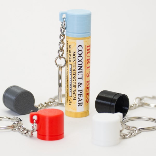 Chapstick Keychain Holder - Lip Balm Carrier - Lip Balm Keychain - Keyring Included - Multicolored