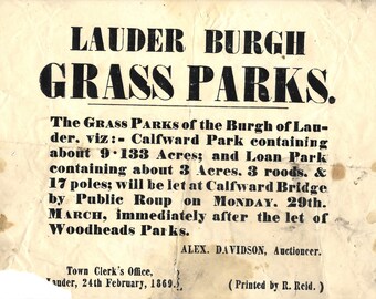 Lauder Public Roup Notice (1869)
