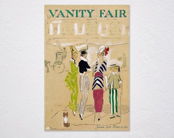 POSTER VANITY FAIR 1916 FASHION WOMAN BIRD CAGE SEA SHIP VINTAGE REPRO FREE S//H