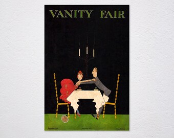 Vanity Fair Magazine Cover Fashion Couple Dinner Love Flowers Home Wall Decor Vintage Retro Poster, Vintage Advertising, Wall Art Poster