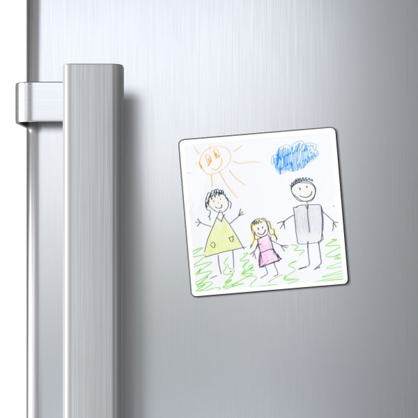 Custom Kids Art Refrigerator Magnet - Your Child's Drawing Printed On A Magnet, Father's day, Mother's day, Easter, Grandparents Gift,