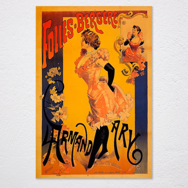 Folies Bergere Artist Dress Theater Show Cabaret France French Vintage Retro Poster, Vintage Advertising, Wall Art Poster, Art Canvas