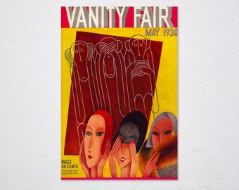 Vanity Fair Magazine Cover Fashion Ladies Monkey Home Wall Decor 1930 Vintage Retro Poster, Vintage Advertising, Wall Art Poster