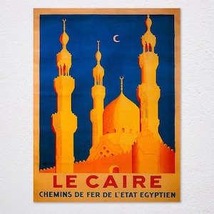 Vintage Cairo Egypt Bastet Tourism Poster Print A3/A4