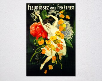 Woman And Flowers Spring Fashion Cappiello Vintage Retro Poster, Vintage Advertising, Wall Art Poster, Art Canvas, Woman, Flowers, Spring