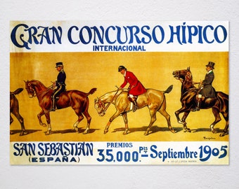 Gran Concurso Hipico San Sebastian 1905 Great Horse Show Spain Equestrian Sport Vintage Retro Poster, Vintage Advertising, Wall Art Poster