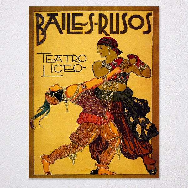 Bailes Rusos Teatro Liceo Barcelona Russian Dances Spain Travel Vintage Retro Poster, Vintage Advertising, Wall Art Poster, Art Canvas