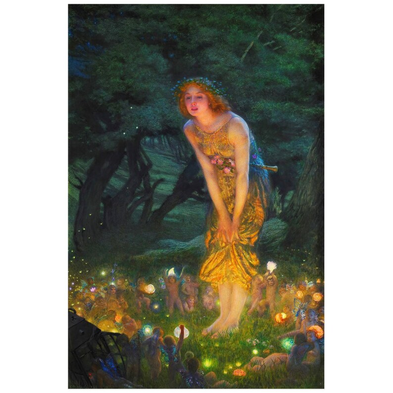 Midsummer Eve Girl Fairy Forest Little Fairies 1909 by Edward Etsy