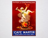 Eviter Les Contrefacons Cafe Coffee Martin Arab Hot Cup French By Cappiello Vintage Retro Poster, Vintage Advertising, Wall Art Poster