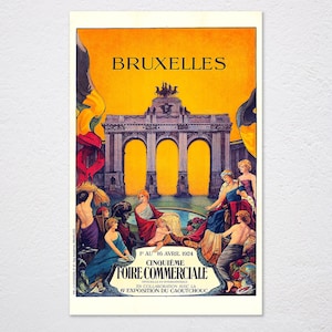 Bruxelles De Foire Commerciale 1924 Poster, Brussels, Belgium, Vintage Travel, European Travel - Art Poster