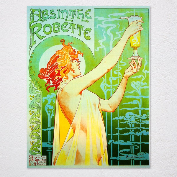 Absinthe Robette Nude Woman French Alcoholic Drink Vintage Retro Poster, Vintage Advertising, Wall Art Poster, Art Canvas, Absinthe