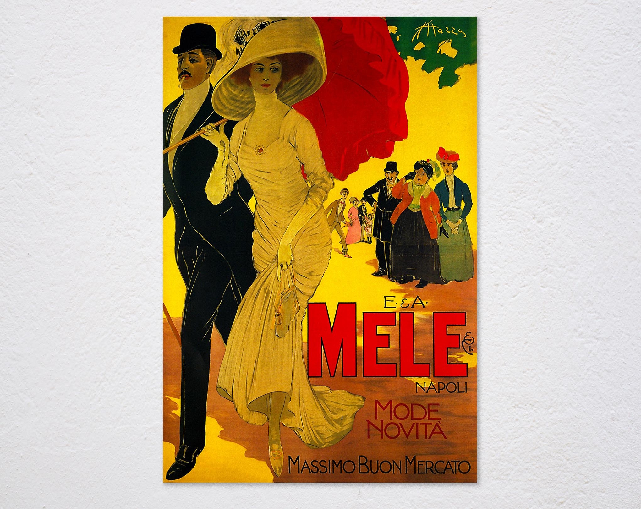 Mele Napoli Italian Store Elegant Couple Women Men Fashion New Trend Italy Vintage Retro Poster, Vintage Advertising, Wall Art Poster