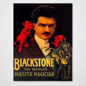 Blackstone The World&#39;s Master Magician Illusionist Magic Show Vintage Retro Poster, Vintage Advertising, Wall Art Poster, Art Canvas