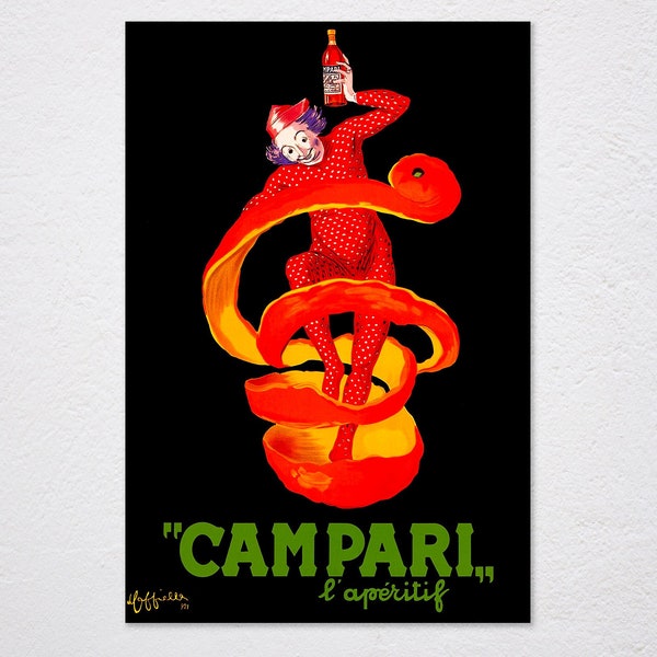 Campari Le Aperitif By Cappiello Pierrot Orange Drink Bar Restaurant Vintage Retro Poster, Vintage Advertising, Wall Art Poster, Art Canvas