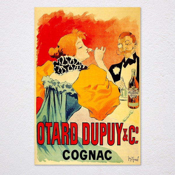 Lady Girl Drinking Otard Dupuy Bar Restaurant France French Cognac Drink Vintage Retro Poster, Vintage Advertising, Wall Art Poster