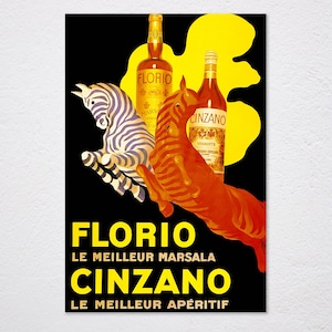 Florio Cinzano Aperitif Zebra Italy Italia Drink Bar Restaurant Vintage Retro Poster, Vintage Advertising, Wall Art Poster, Art Canvas