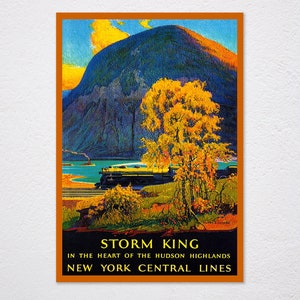 Storm King In The Heart Of The Hudson Highlands New York Travel Tourism Train Vintage Retro Poster, Vintage Advertising, Wall Art Poster