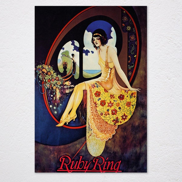 Ruby Ring, Vintage Woman Fashion, Vintage Jewelry Poster, Flower Dress Poster, Vintage Poster, Retro Poster, Unique Wall Art