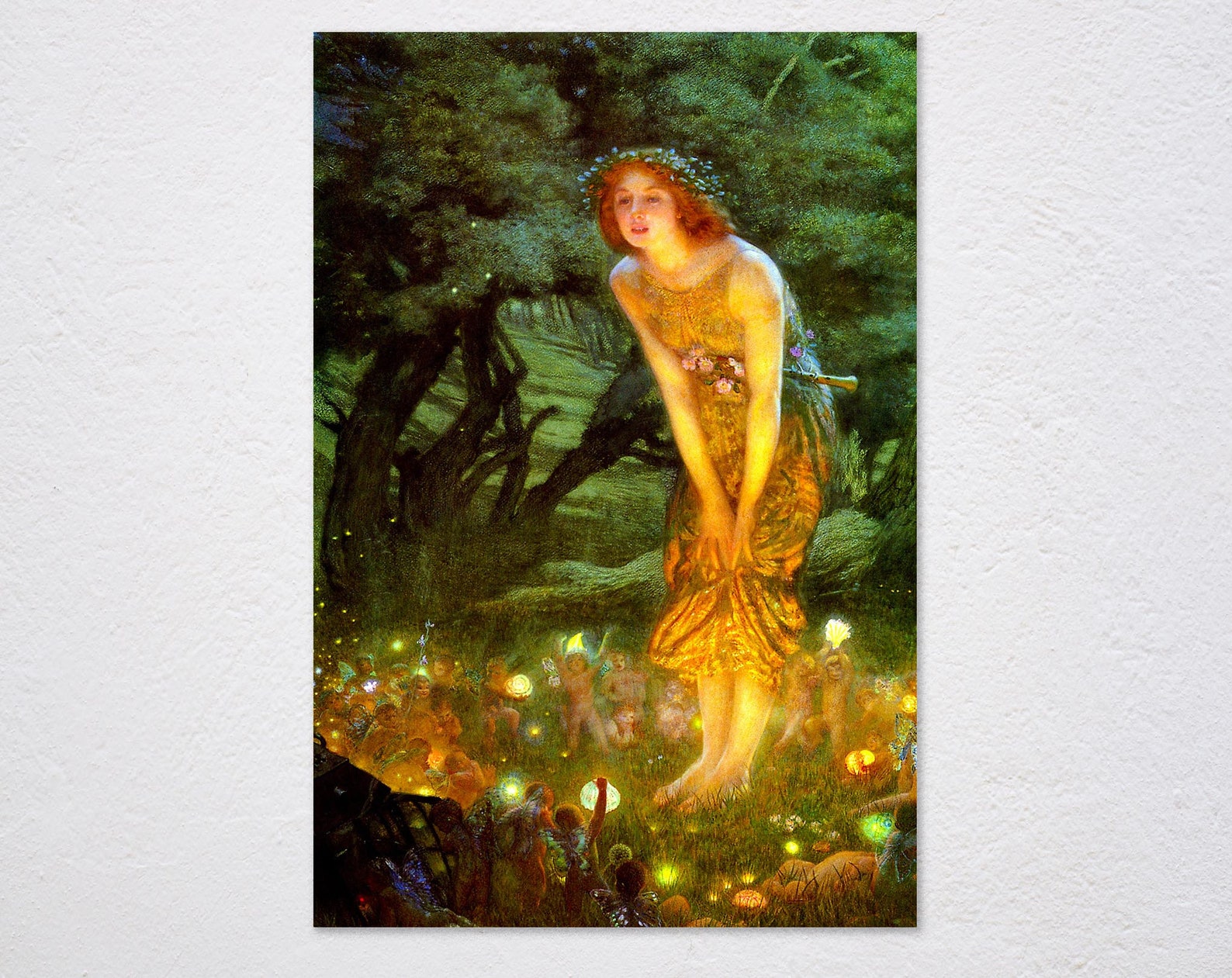 Midsummer Eve Girl Fairy Forest Little Fairies 1909 by Edward Hughes