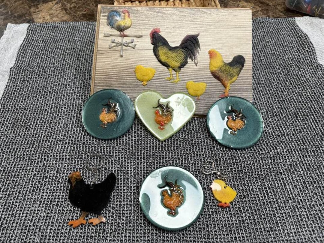 Country Chicken Decor, 7 Piece Set Chicken Magnets Chicken Key Chains ...