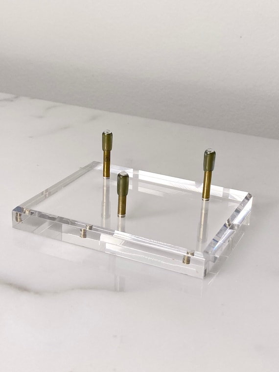 Crystal And Geode Perspex And Brass Stand Large