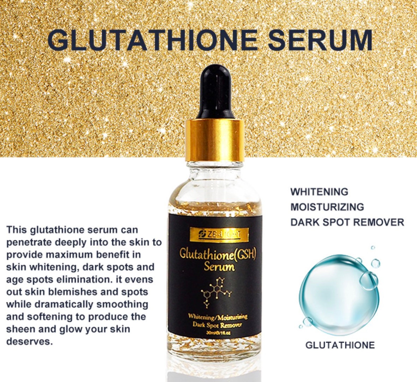 ZeLight 24k Gold Glutathione Face Serum Etsy