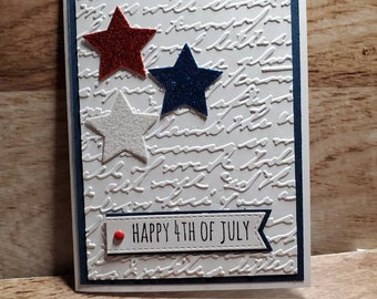 Joyeux 4 juillet carte ~ USA patriotique ~ fait à la main
