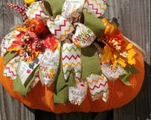 Fall Pumpkin Mesh Wreath Thanksgiving Pumpkin Wreath