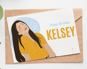 Custom Illustrated Birthday Card | Insert your own personal message | 7"x5" | Colors customizable  | Envelope included