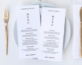 Custom Name Menus / 4x9 inches / Customized to your menu