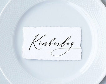 Deckled Edge // Ink Script Font // Place Cards // Seating Cards //  2"x4" // Text Color Available for Customization