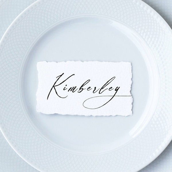 Deckled Edge // Ink Script Font // Place Cards // Seating Cards //  2"x4" // Text Color Available for Customization