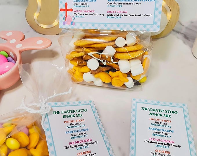 Easter Story Snack Mix Tags: Printable Party Favors (Digital Download)