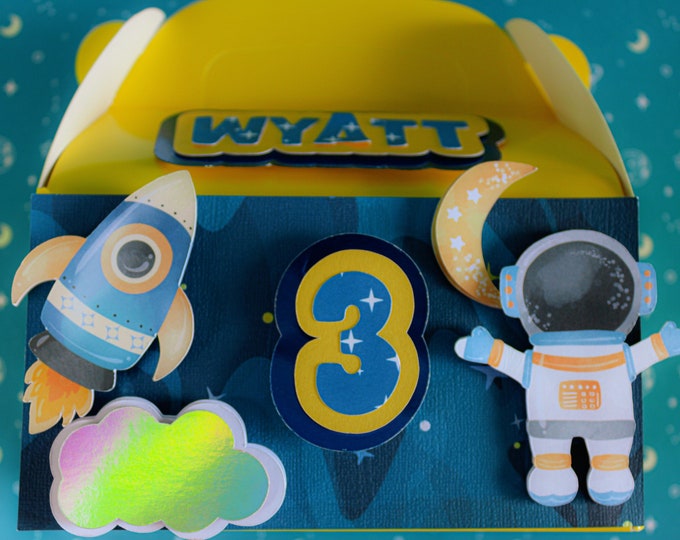 Space Theme Favor Boxes, First Trip Around the Sun, Outer Space Party Astronaut Party Favor,  Birthday Party Decoration, Birthday Theme,