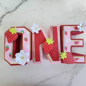 Strawberry First Birthday 3D Letters: Berry Party Decor
