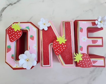 First Birthday 3D Letters Strawberry/Strawberry party decor/Berry Theme Decor/First birthday ONE 3D Letters