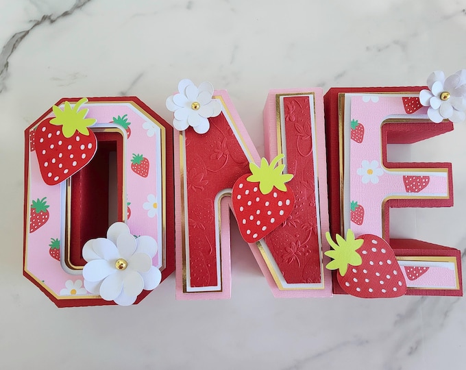 First Birthday 3D Letters Strawberry/Strawberry party decor/Berry Theme Decor/First birthday ONE 3D Letters