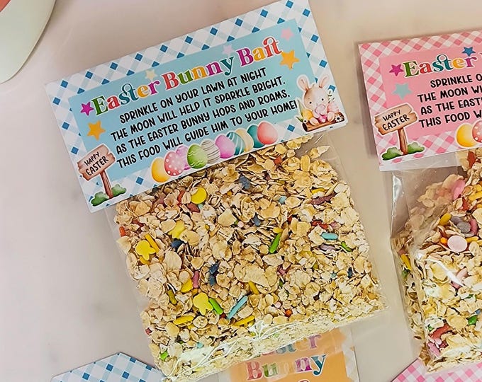Editable Easter Bunny Bait Bag Topper & Tags: Blue Party Decor (Digital Download)